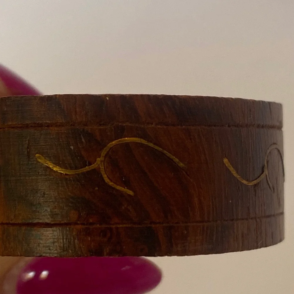 Four Napkin Rings Excellent Wood Inlay Set of 4 India
